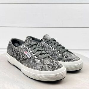 Superga Women's 2750 Sneaker in Snakeskin print Grey tones size US women’s 6